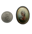 1960's Hand Painted Porcelain Miniature Portrait Brooch