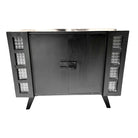 Mid Century James Mont Styled Black Lacquered & Glass Bar Cabinet & TV Stand