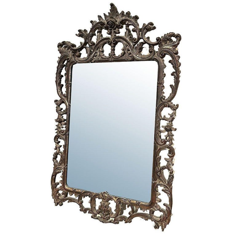 Antique Venetian Baroque Framed Wall Mirror 5' Tall