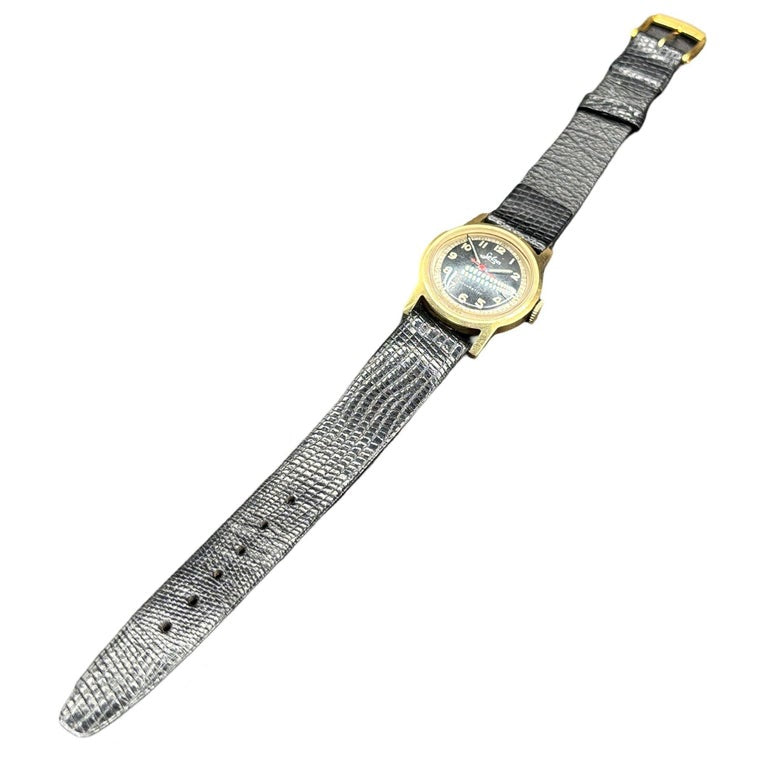 Selza Automatic WWII Military Aviation Pilot Cold Capped 14K Gold Watch