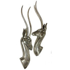 Modernist Polished Aluminum Gazelle Wall Sculpture Pair by Pendergrast