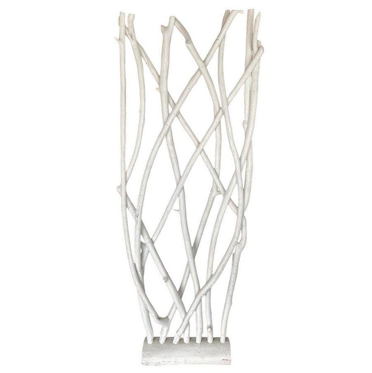 White Modernist Driftwood Floor Sculpture Room Divider