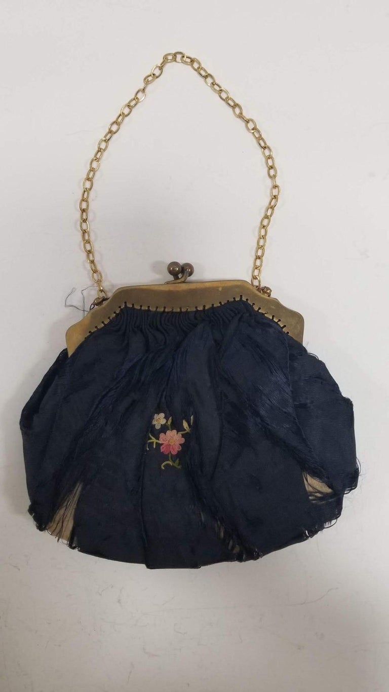 Antique Hand-Embroided Silk Purse 1910