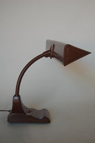Midcentury Brown Enamel Fluorescent Gooseneck Desk Lamp by Art Specialty