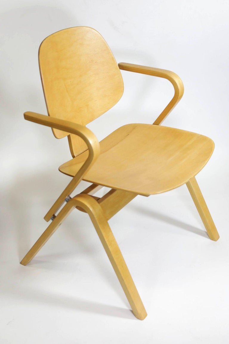 Midcentury Thonet Bent Plywood Armchairs by Joe Atkinson, Set of 5