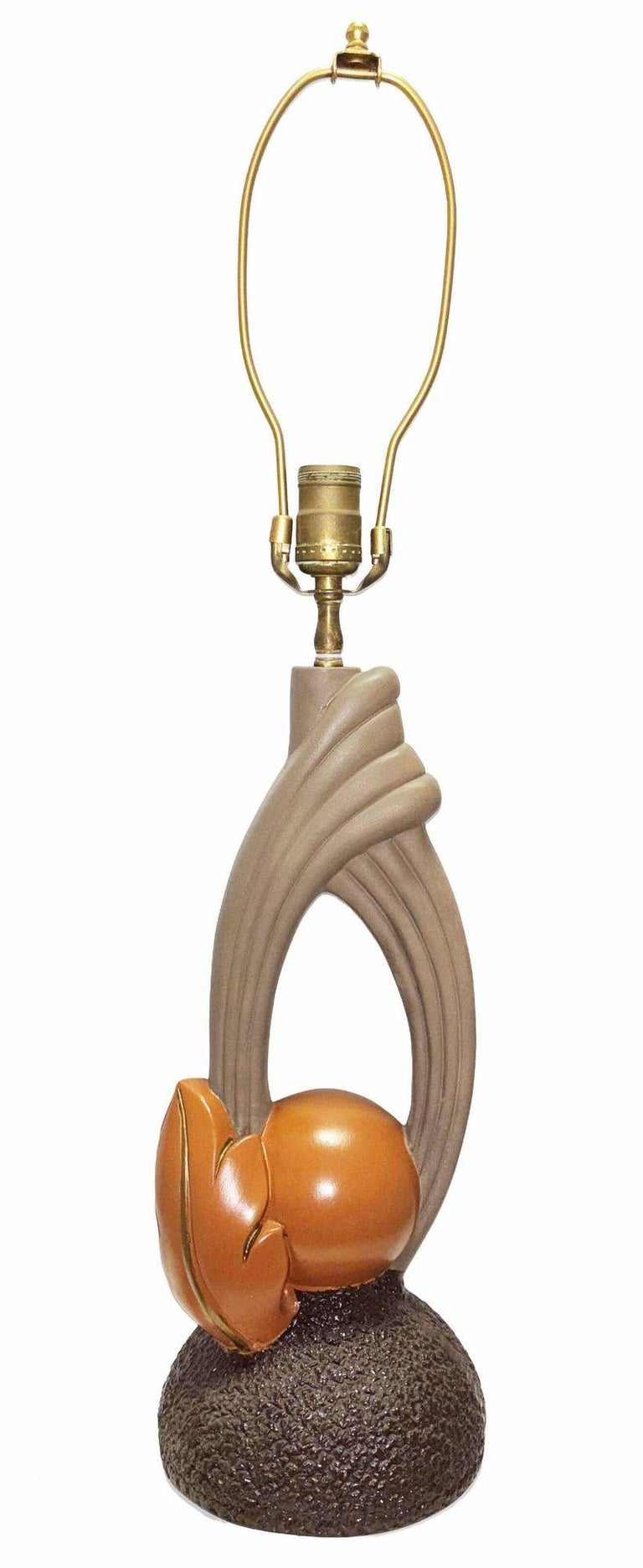Mid-Century Sculptural Art Pottery Lamp Pair, Circa 1950s