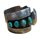 Silver Navajo Watchband Cuff w/ Bisbee Torqouise, Hyson Craig Style