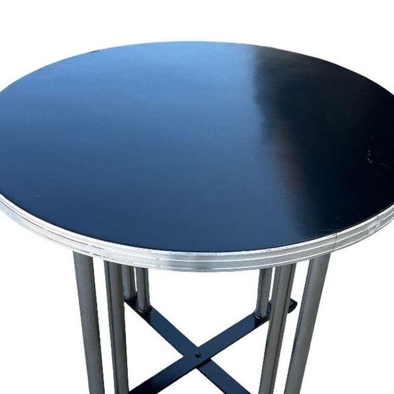 Streamline Art Deco Chrome Round Side Smokers Table