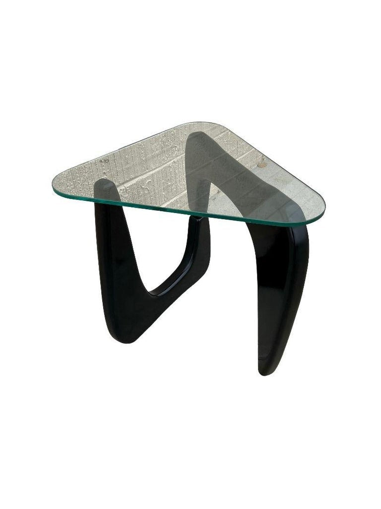 Noguchi Style Triangle Glass Top Narrow Side Table