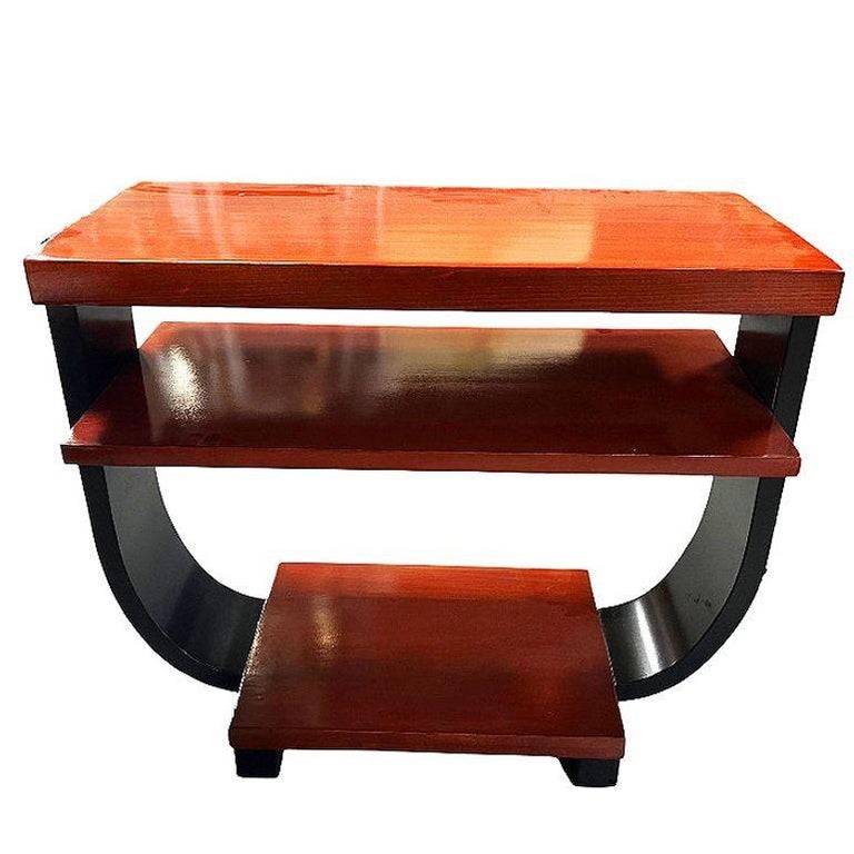 Two-Tone Geometric Art Deco Side Table by Gilbert Rohde for Brown Saltman