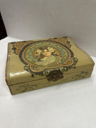 Art Nouveau Satin Lined Jewelry Box with/ Portrait on Cover