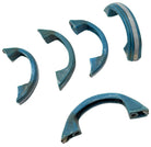 Art Deco Sky Blue Bakelite Drawer Pulls w/ Chrome Strip, Set of 5