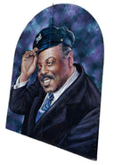 12' Foot Tall Oil on Canvas Portrait of Count Basie Light Up Folding Screen