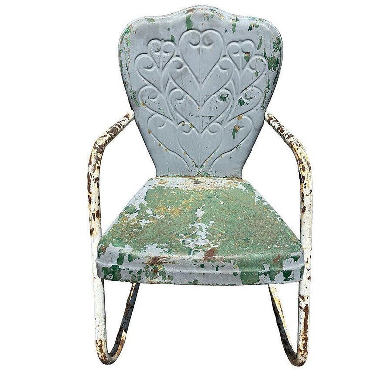 Mid-century Steel Scrolling Springer Patio Outdoor Lounge Chair