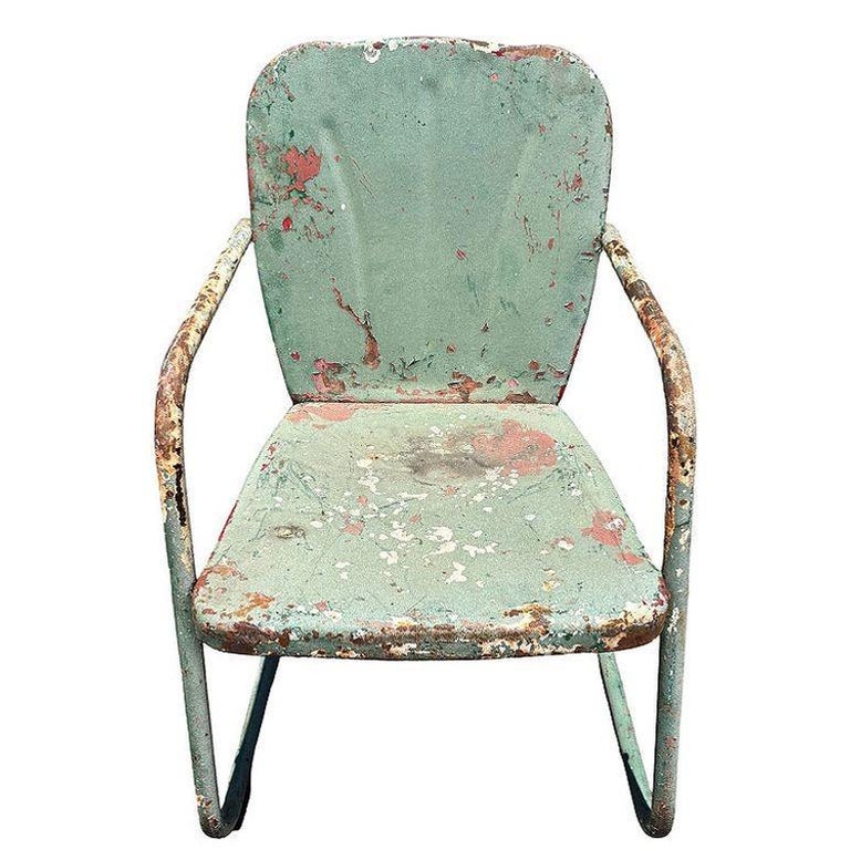 Mid-century Steel Shellback Springer Patio Outdoor Lounge Chair