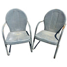 Mid-century Steel Round Streamline Springer Patio Outdoor Lounge Chair, Pair