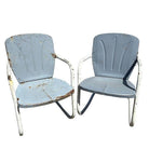 Mid-century Steel Flat Iron Springer Patio Outdoor Lounge Chair, Pair
