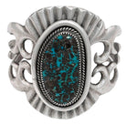 Mid-century Sterling Silver Navajo Cuff Bracelet w/ Bisbee Blue Turquoise Stone