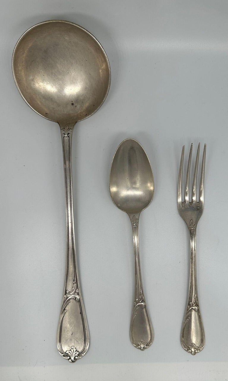 19th Century French L'Alfénide Christofle/Charles Halphen Flatware with Ladle