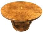 Restored Art Deco Jules Leleu Round Oak Burled Wood Table