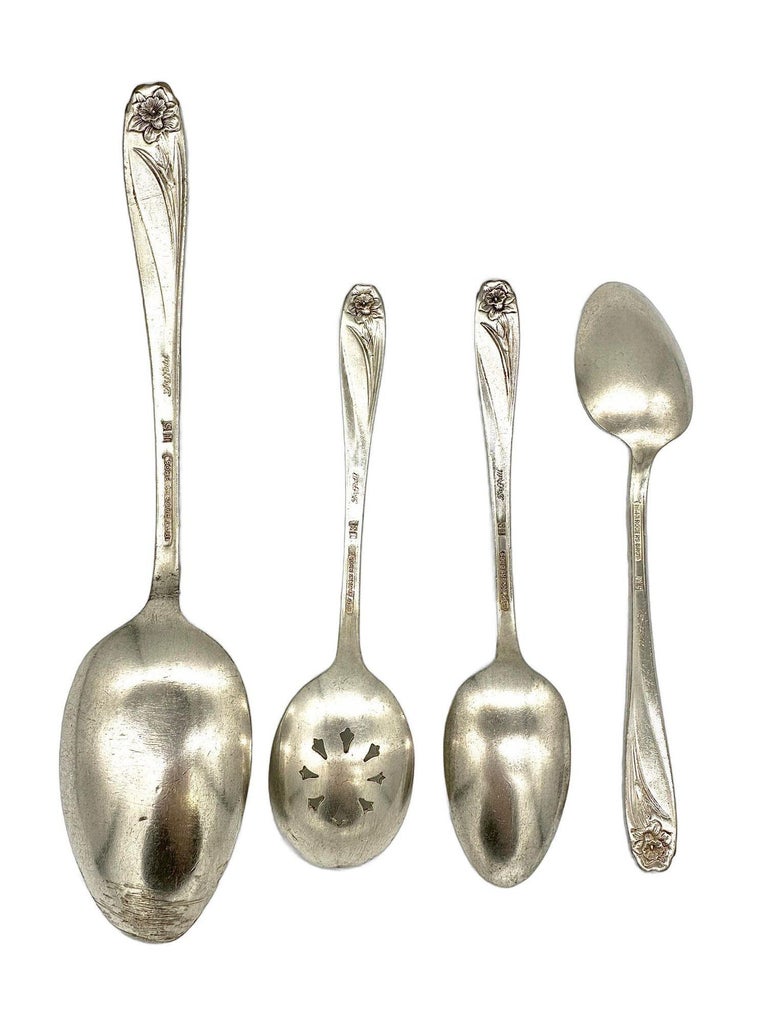 1950s Daffodil Silverware by International Silver signed 1847 by Rodgers Bros