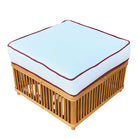 Art Deco Style "Presidents" Stick Reed Rattan Nantucket Ottoman Footstool
