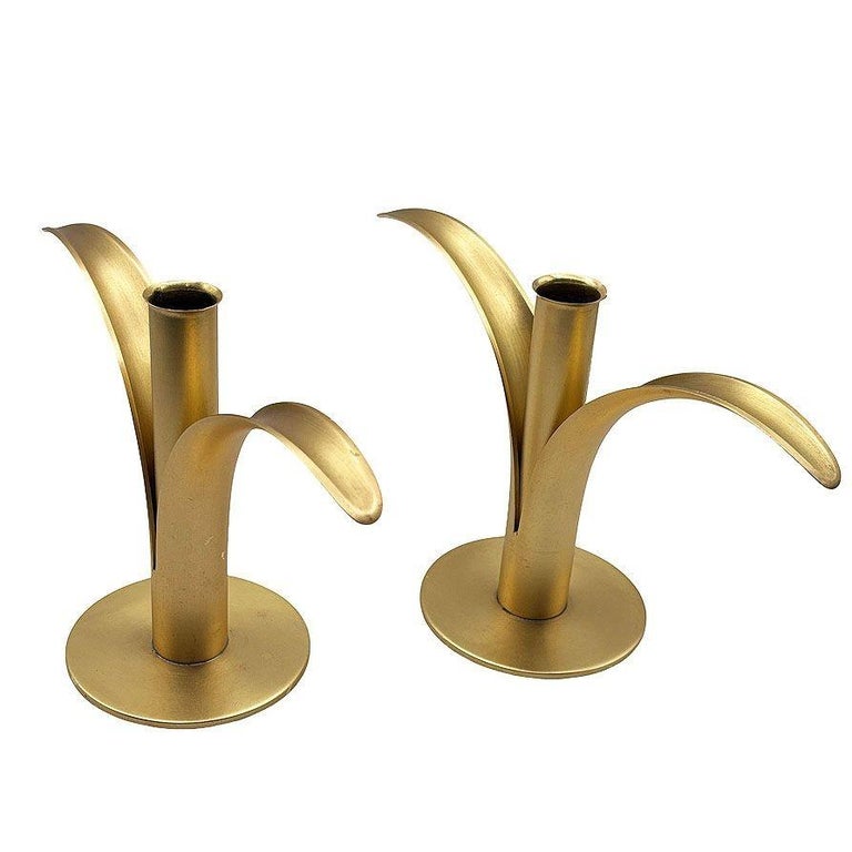 MCM "Lily" Candlestick Holders w/ Brass Inserts By Ivar Ålenius Björk for Ystad