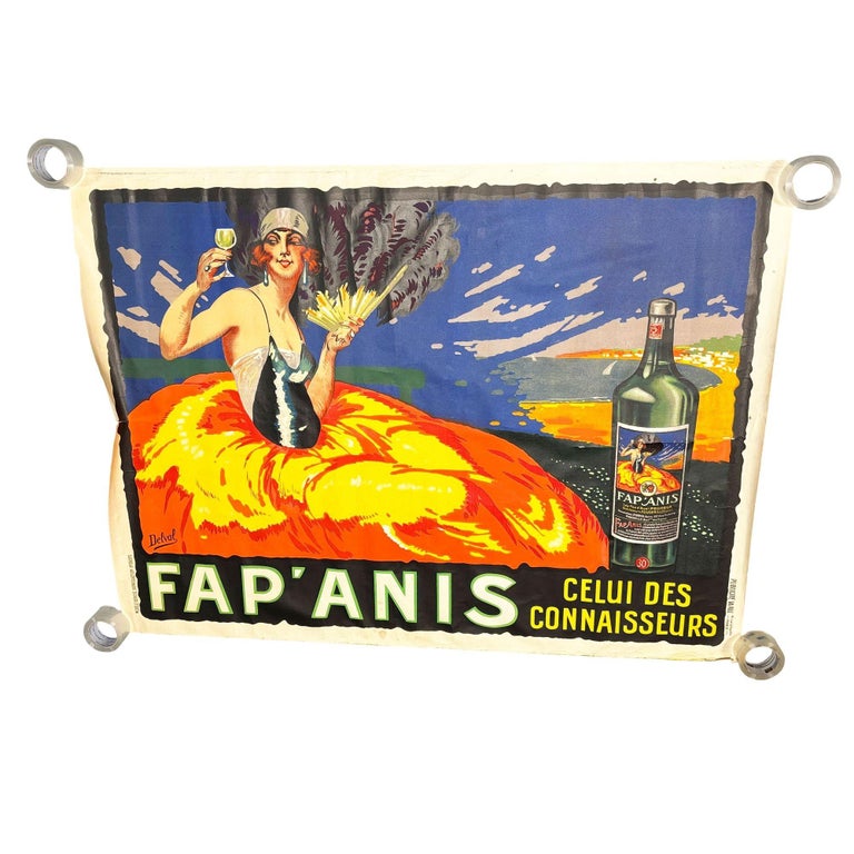 Large 5' Foot French Fap'Anis Drink Advertising Poster by Delval, 1935