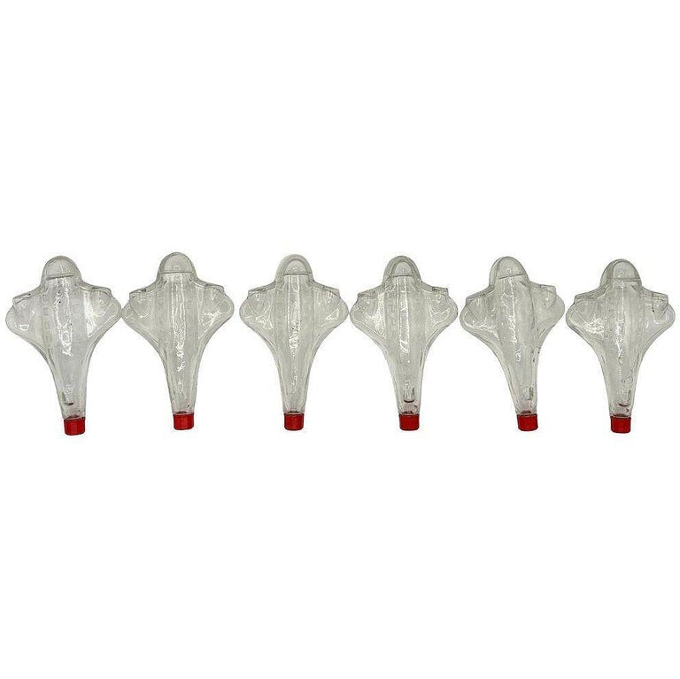 Streamline Art Deco Airplane Glass & Bakelite Perfume Bottles, Set of 6