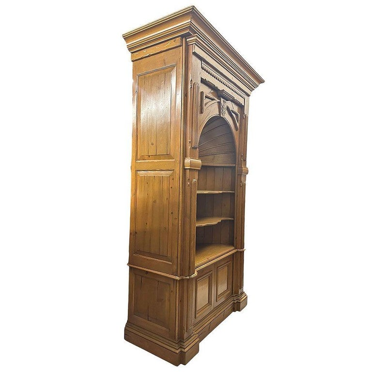 Georgian Style Old Pine Barrel Back Bespaq Corner Book Case