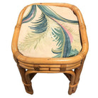 Restored Mid-century Rattan & Wicker Triple Arched Vanity Stool w/ Palm Fabric