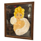 1920 Female Glamour Flapper Portrait Pastel on Black Paper, Framed