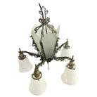 Art Deco Slat Glass Hanging Light Chandelier With Geometric Details