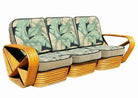 Restored Paul Frankl Style 6 strand Rattan Sofa & Lounge Chair Set