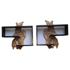 Midcentury Wall Shelf with Hand Carved Leaf Pattern, Pair
