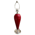 90s Pair of Red Ceramic Tear Drop Shaped Table Lamp w/ Acrylic Base