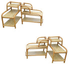 Restored Mid-century 3-Tier Rattan Side Lamp Table Living Room Set of 4