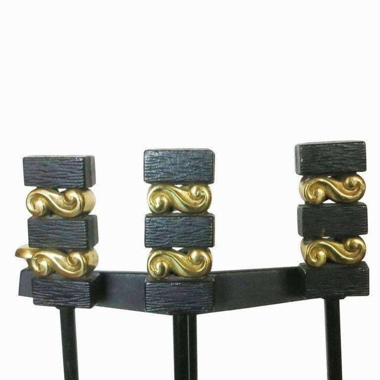 Donald Deskey Andirons and Fireplace Tools by Bennett Co