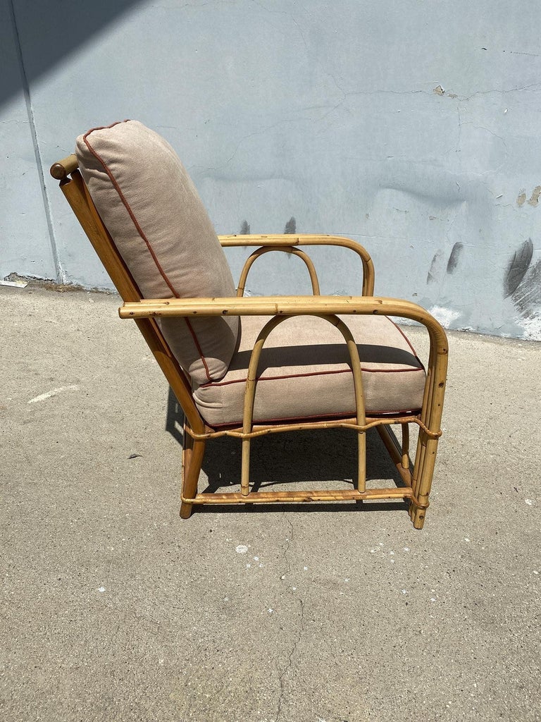 Restored "1949er" Rattan 3-Strand Lounge Chair by Heywood Wakefield