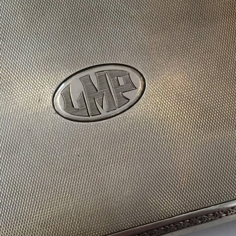 German Sterling Silver Cigarette Case with a Sapphire Stone