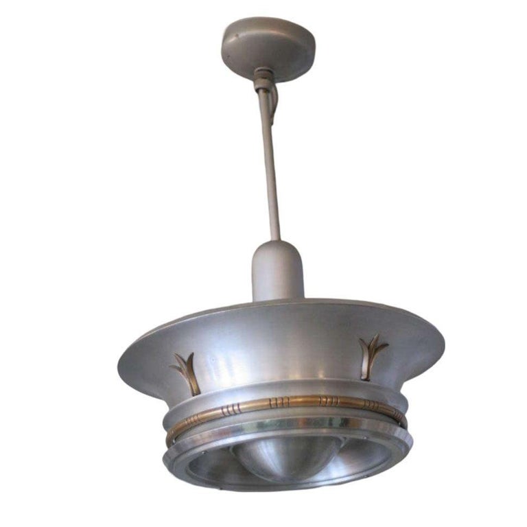 Aluminum Ceiling Pendant with Neoclassical Accents