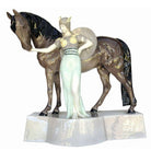 Ceramic Valkyrie and Horse Sculpture by Stanislaus Capeque for Goldscheider