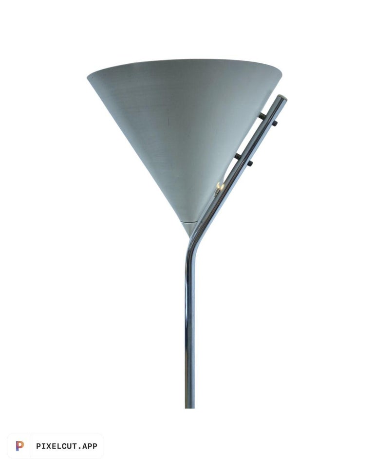 1950's Mid Century Modern White and Chrome Floor Lamp Torchiere