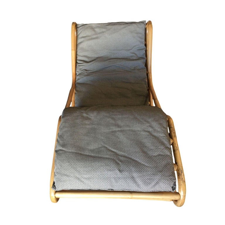 Restored Single-Strand Two-Position Rattan Chaise Lounge