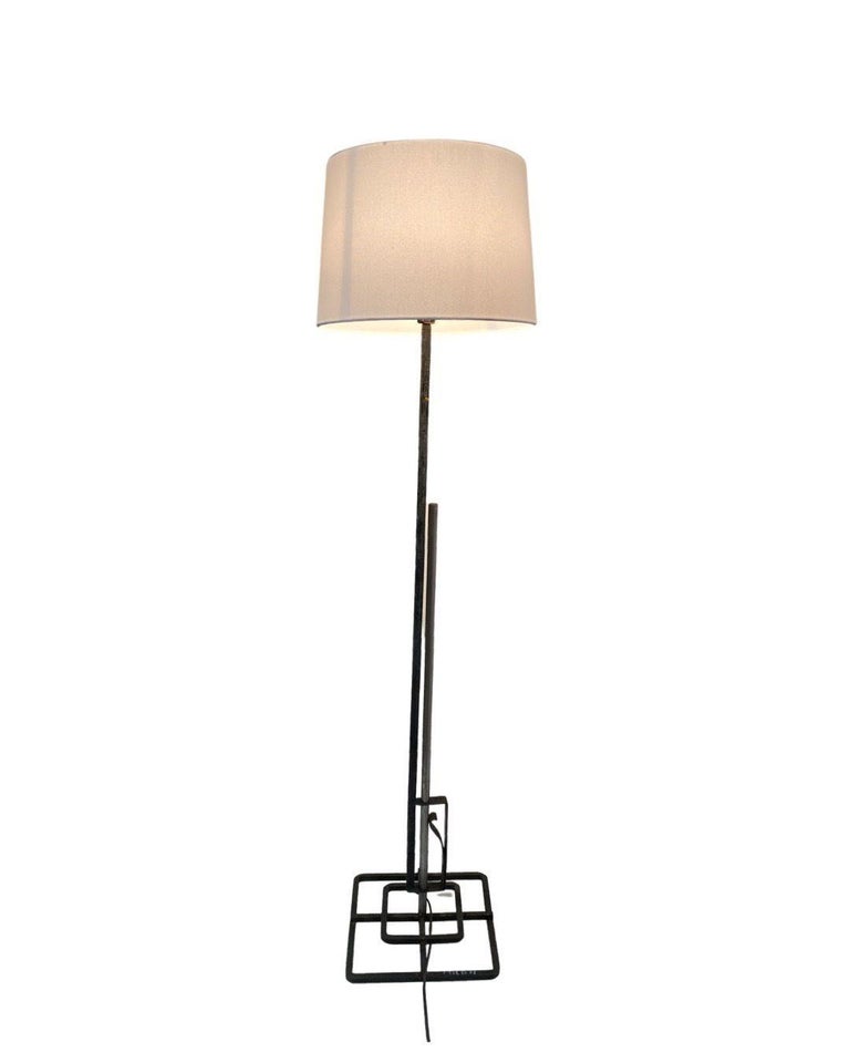 Late Mission Wrought Iron Adjustable Floor Lamp w/ Shade