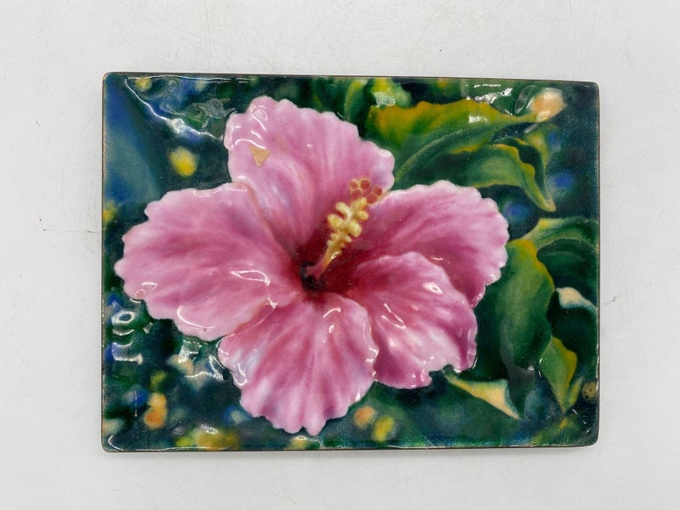 Bonne Couleur Electroforming Cloisonné Hibiscus Decorative Plate
