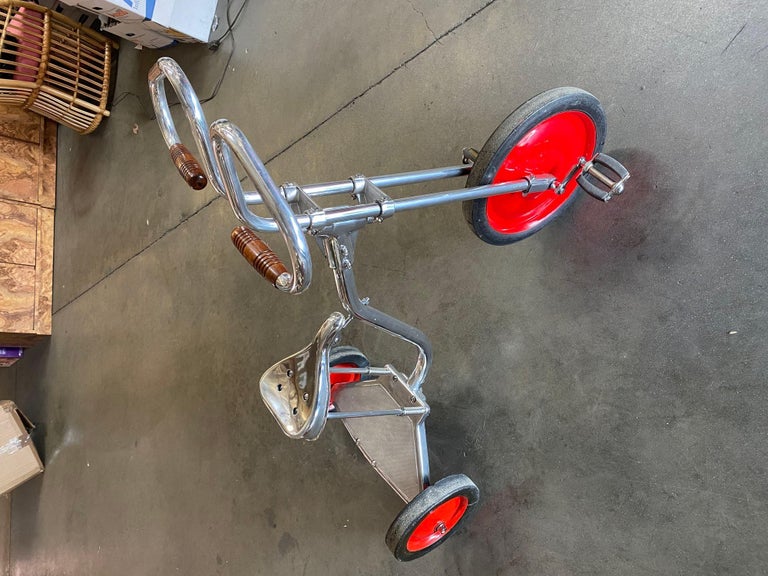 Art Deco Polished Chrome Adult Size Tricycle Trike style of Bowden, 1940