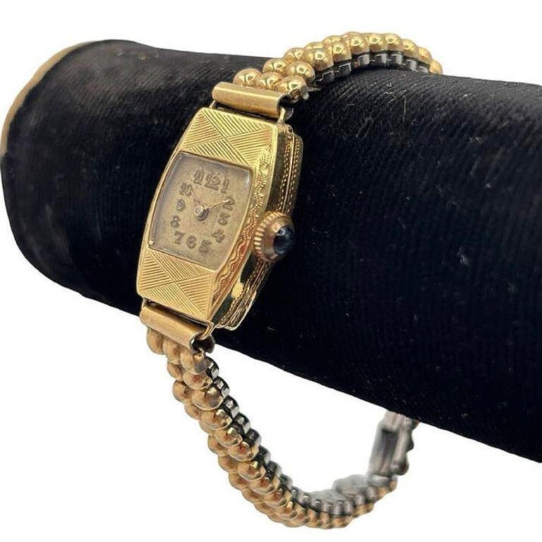 Swiss Made Rolled Gold Plate Art Deco Women's Watch by Gruen w/ Wristband