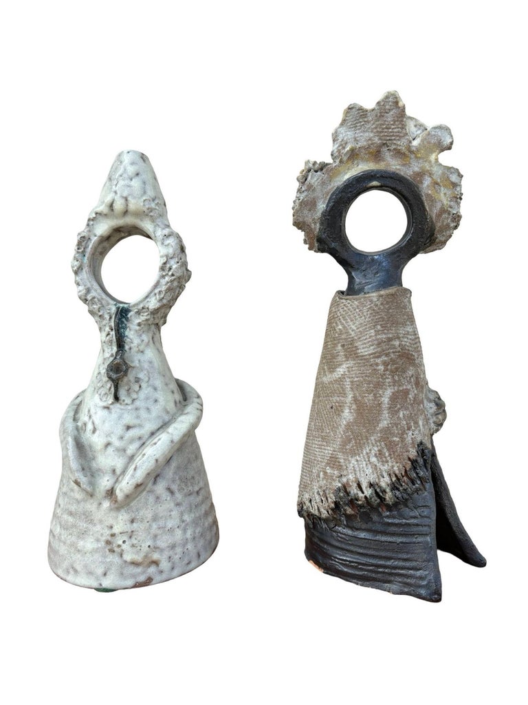 Terracota Glazed Anthropomorphic Sculpture Male and Female signed by Artist