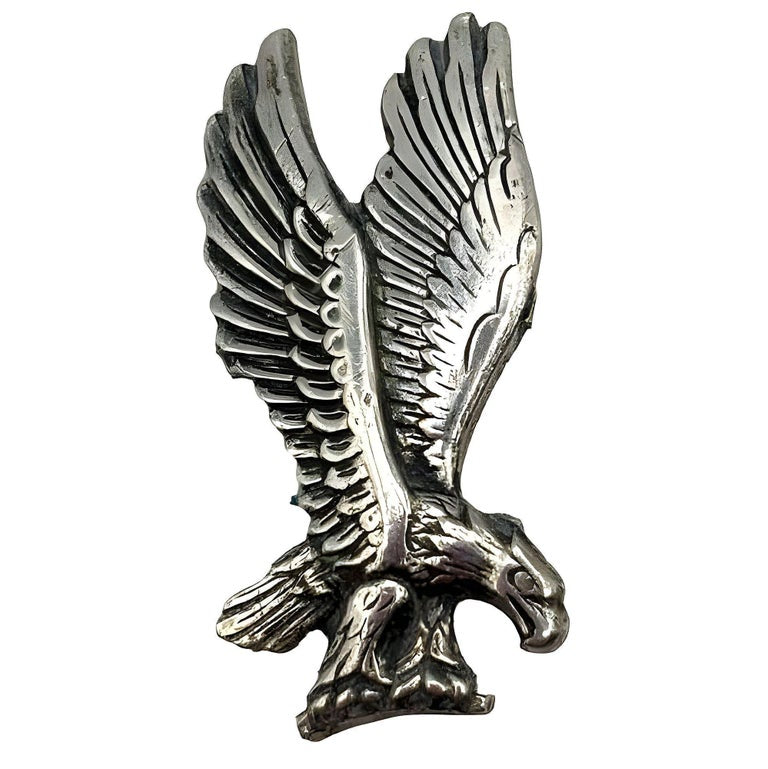 1980s Sterling Silver American Bold Eagle Lapel Pin Badge